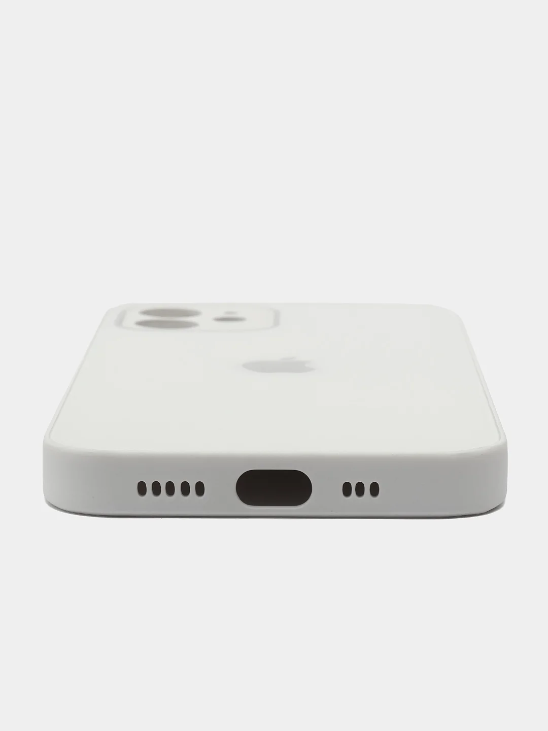 Белый силиконовый чехол для iPhone 12, со стеклянной панелью
