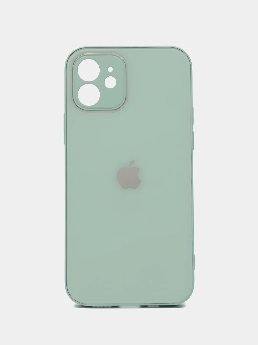 Мятный силиконовый чехол для iPhone 12, со стеклянной панелью