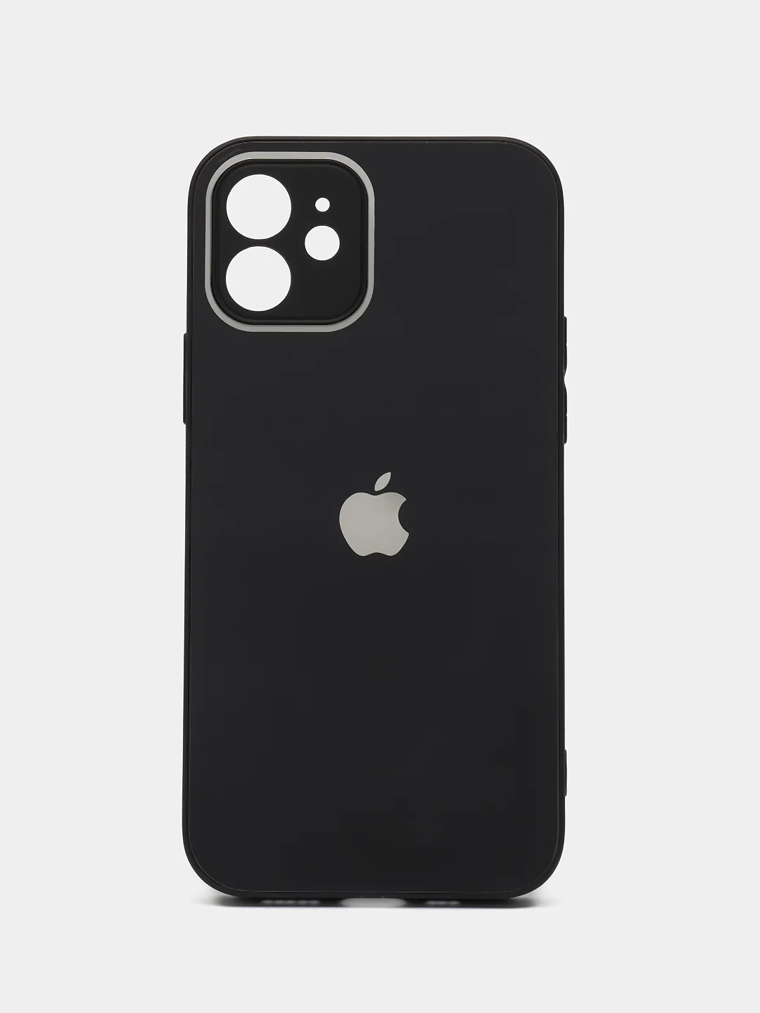 Черный силиконовый чехол для iPhone 12, со стеклянной панелью