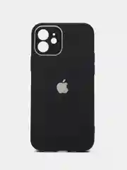 Черный силиконовый чехол для iPhone 12, со стеклянной панелью