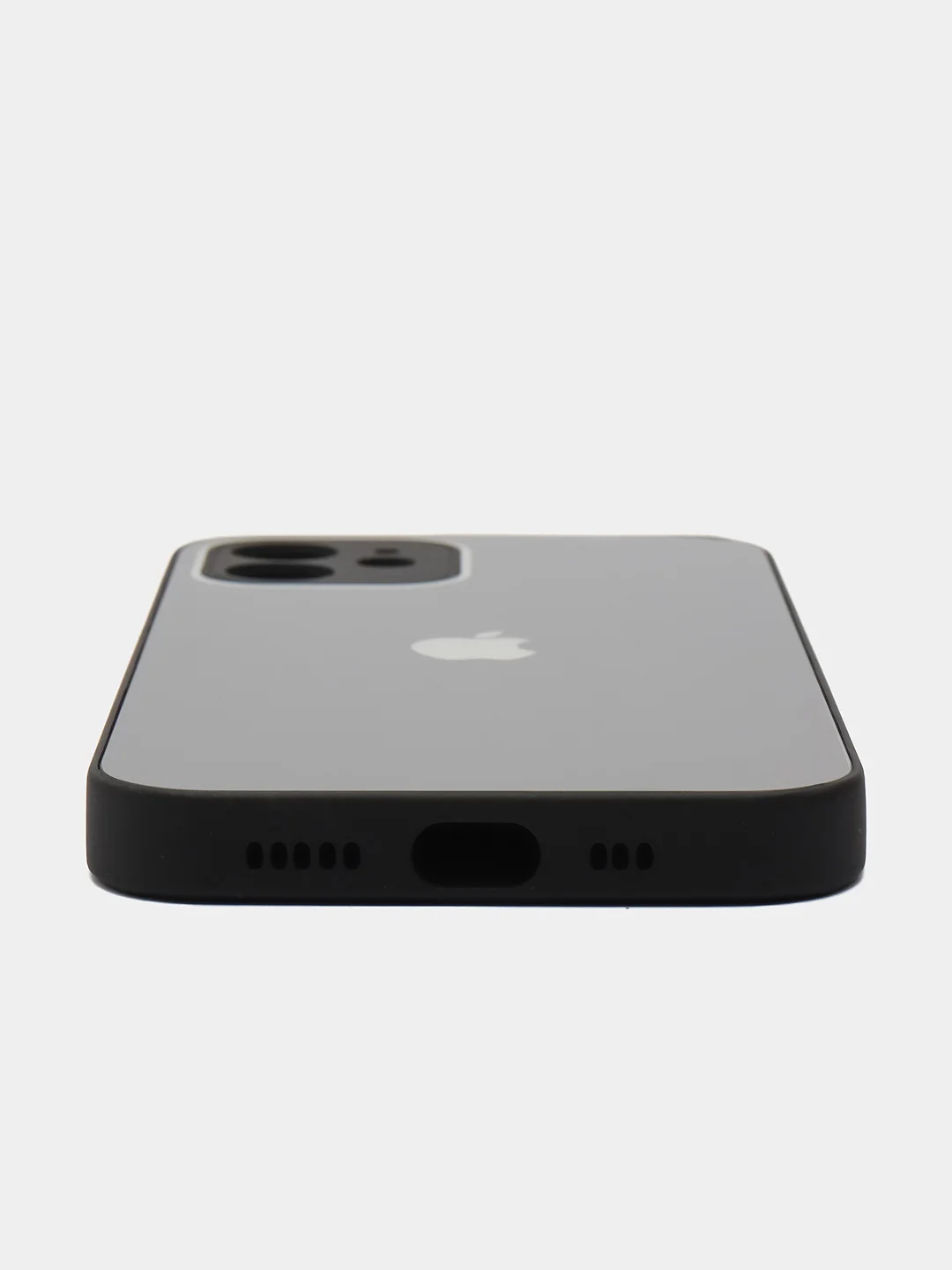 Черный силиконовый чехол для iPhone 12, со стеклянной панелью