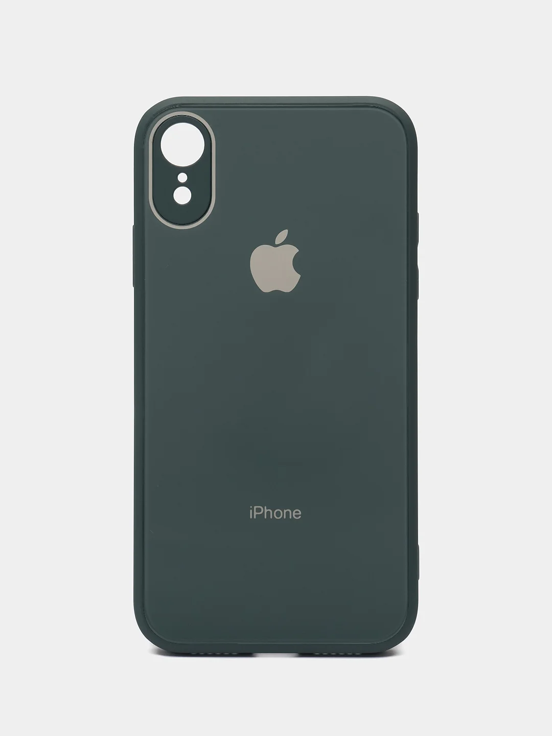 Зеленый чехол для iPhone XR, силиконовый, со стеклянной панелью