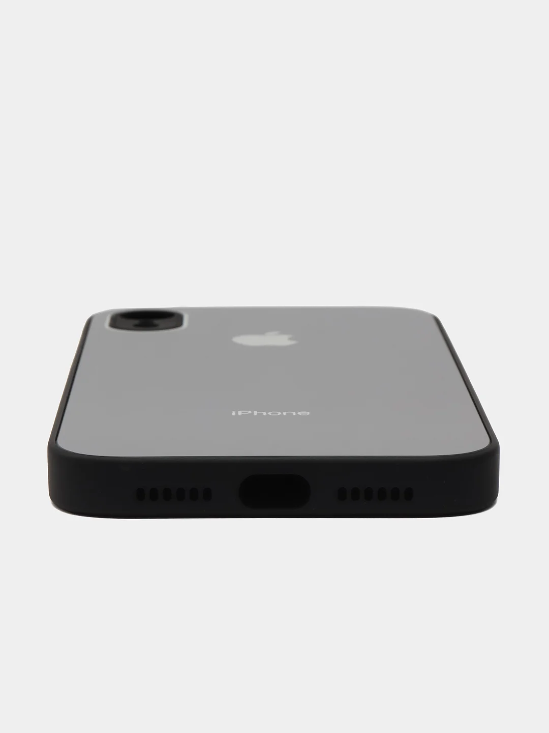 Черный чехол для iPhone XR, силиконовый, со стеклянной панелью