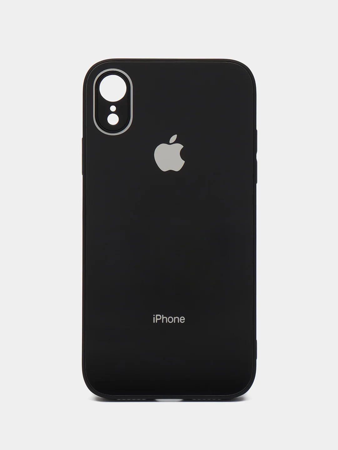 Черный чехол для iPhone XR, силиконовый, со стеклянной панелью