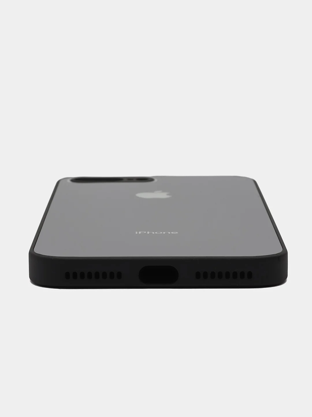Черный чехол силиконовый со стеклянной панелью для iPhone 7 Plus / iPhone 8 Plus