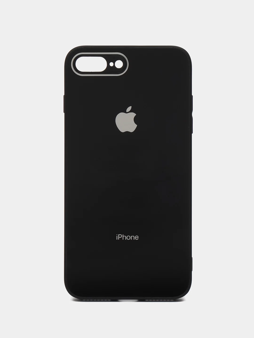 Черный чехол силиконовый со стеклянной панелью для iPhone 7 Plus / iPhone 8 Plus