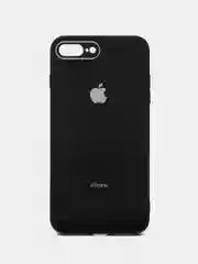Черный чехол силиконовый со стеклянной панелью для iPhone 7 Plus / iPhone 8 Plus