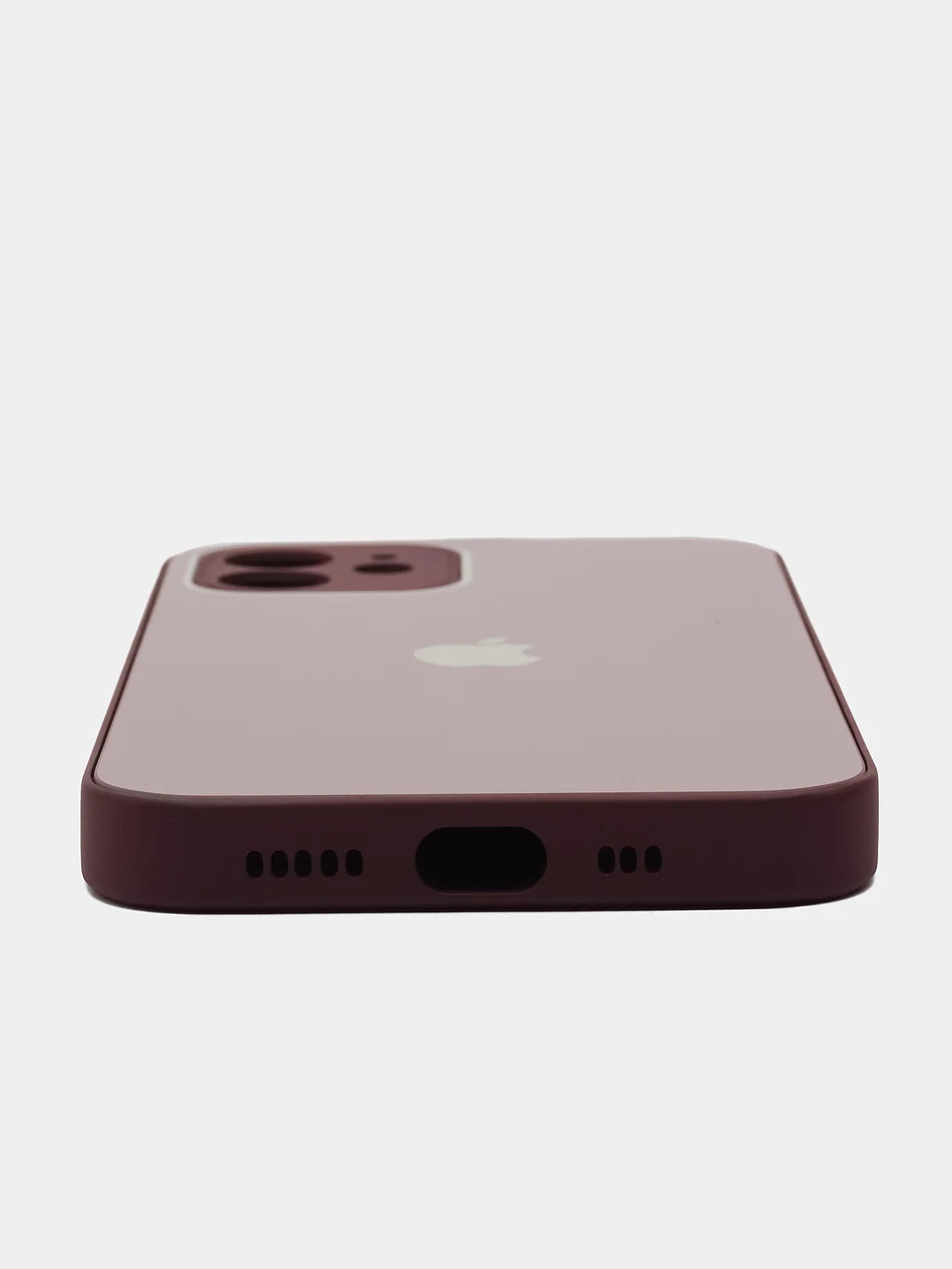Тёмно-бордовый силиконовый чехол для iPhone 12, со стеклянной панелью