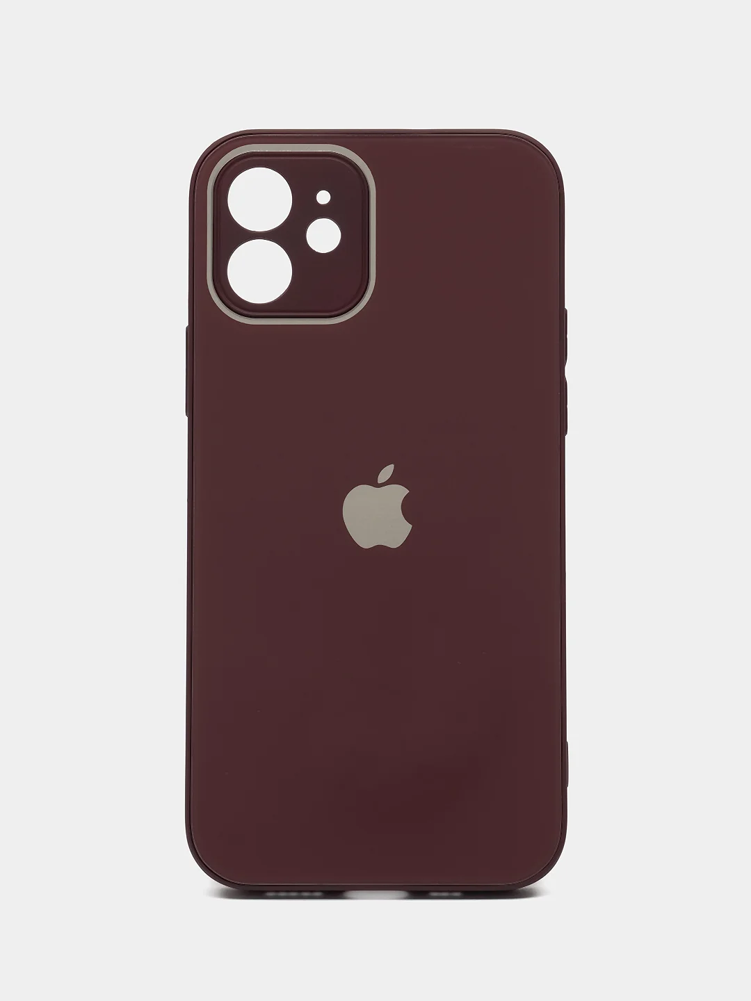 Тёмно-бордовый силиконовый чехол для iPhone 12, со стеклянной панелью