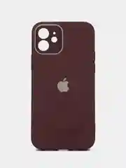 Тёмно-бордовый силиконовый чехол для iPhone 12, со стеклянной панелью