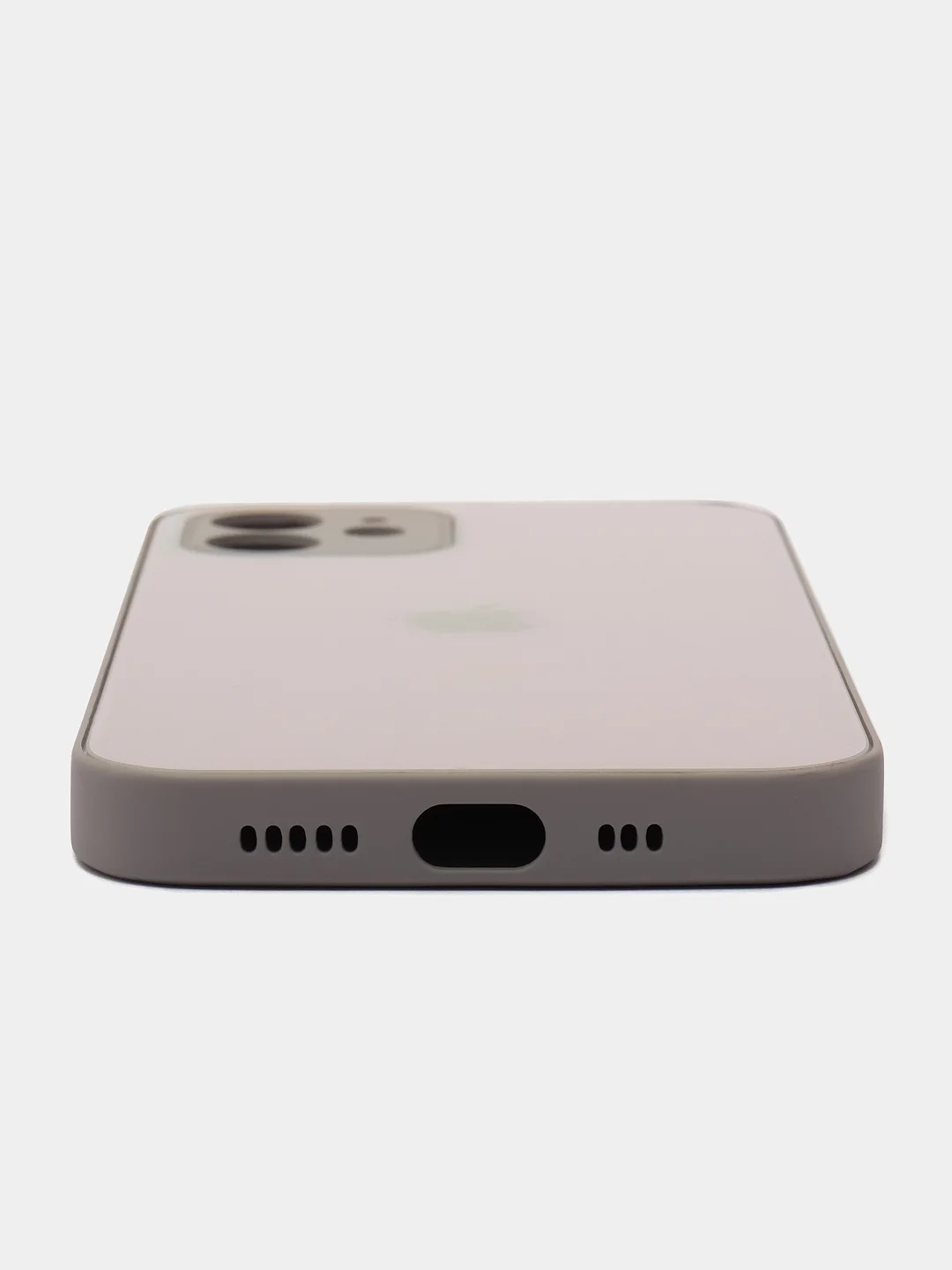 Бежевый меланж силиконовый чехол для iPhone 12, со стеклянной панелью