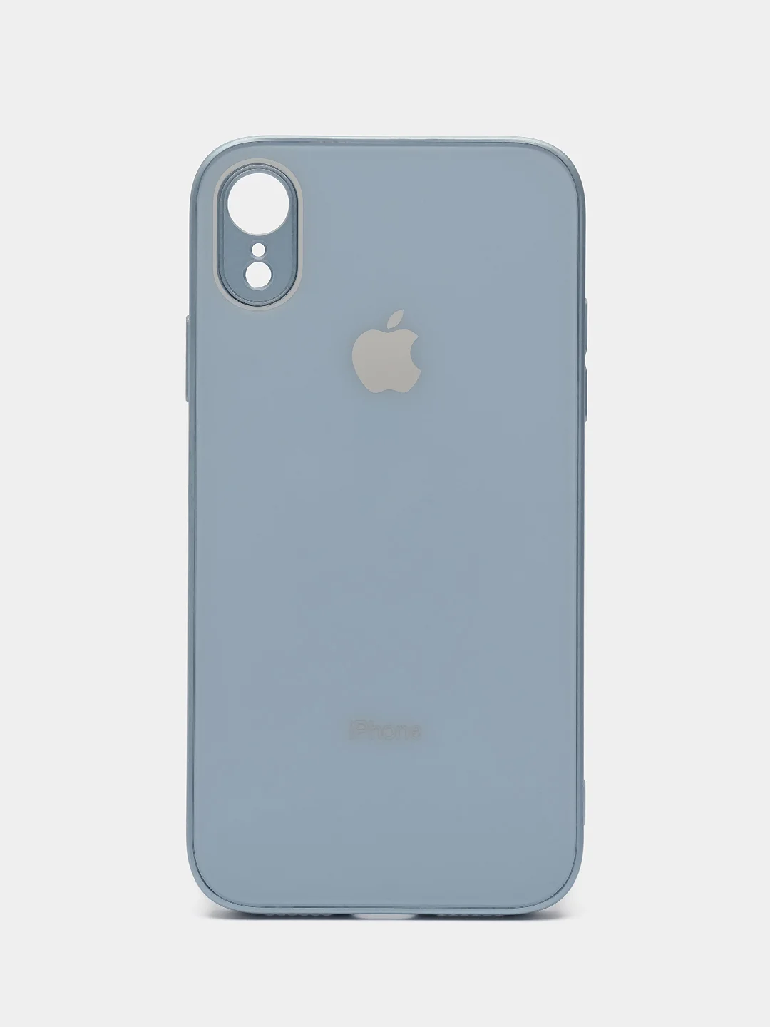 Светло-синий чехол для iPhone XR, силиконовый, со стеклянной панелью