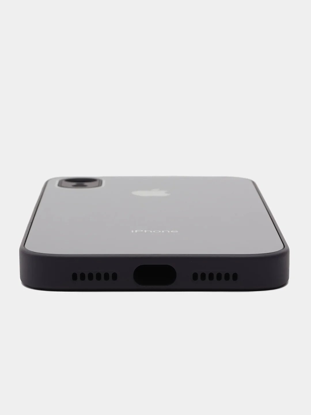 Индиго чехол для iPhone XR, силиконовый, со стеклянной панелью
