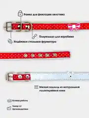 Красный ошейник для собак и кошек из натуральной кожи и декоративной ленты, принт горох с бантиком