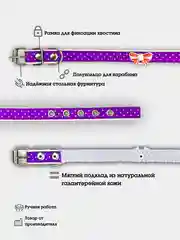 Фиолетовый ошейник для собак и кошек из натуральной кожи и декоративной ленты, принт горох с бантиком
