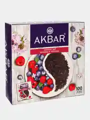 Чай черный AKBAR Малина и черника, 100 пакетиков по 1,5г