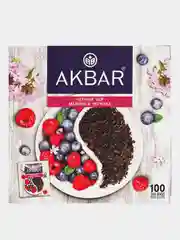 Чай черный AKBAR Малина и черника, 100 пакетиков по 1,5г