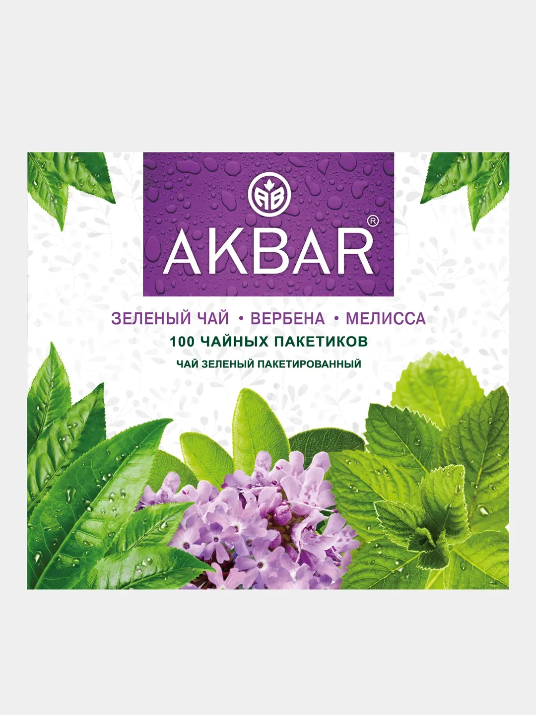 Чай зеленый AKBAR "Мелисса - вербена", 100 пакетиков по 2 г