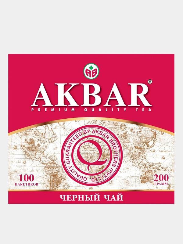Чай черный AKBAR, 100 пакетиков по 2 г