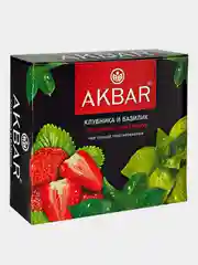 Чай черный AKBAR "Клубника и базилик", 100 пакетиков по 1,5 г
