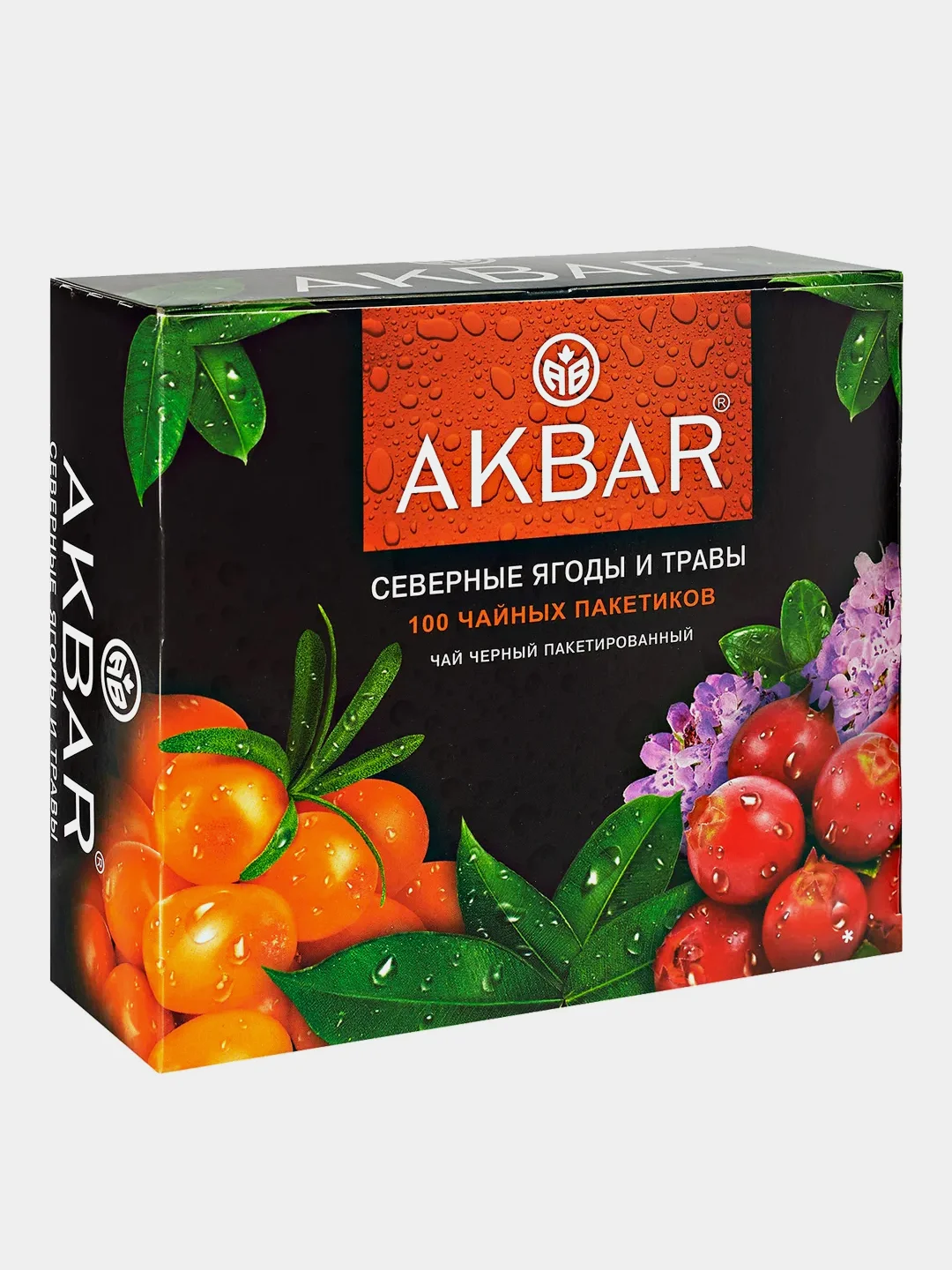 Чай черный AKBAR "Северные ягоды и травы", 100 пакетиков по 1,5 г