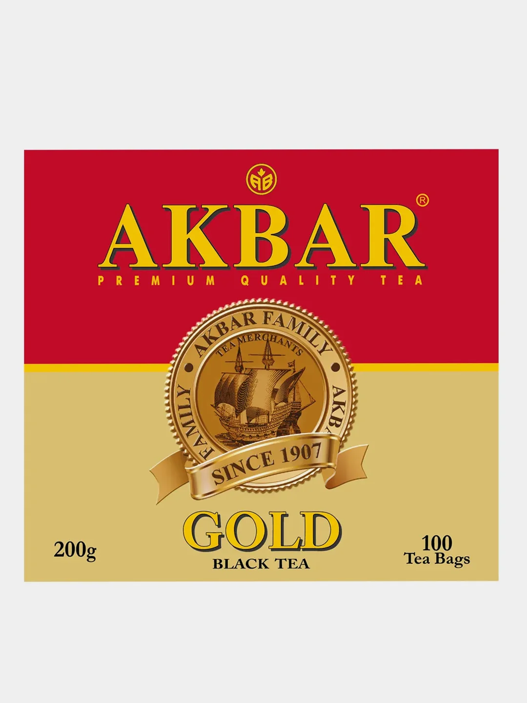 Чай черный AKBAR GOLD, 100 пакетиков по 2 г