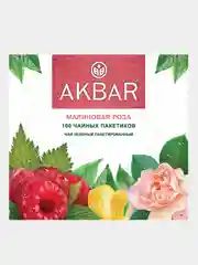 Чай зеленый AKBAR "Малиновая Роза", 100 пакетиков  по 1,5г