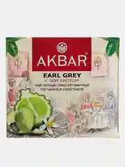Чай черный AKBAR "Earl Grey с бергамотом", 100 пакетиков по 2 г
