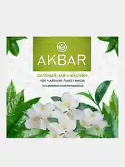 Чай зеленый AKBAR с жасмирном, 100 пакетиков по 2 г