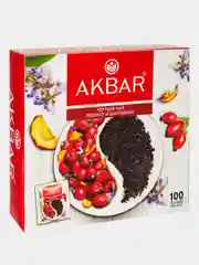 Чай черный AKBAR Яблоко и шиповник, 100 пакетиков по 1,5 г