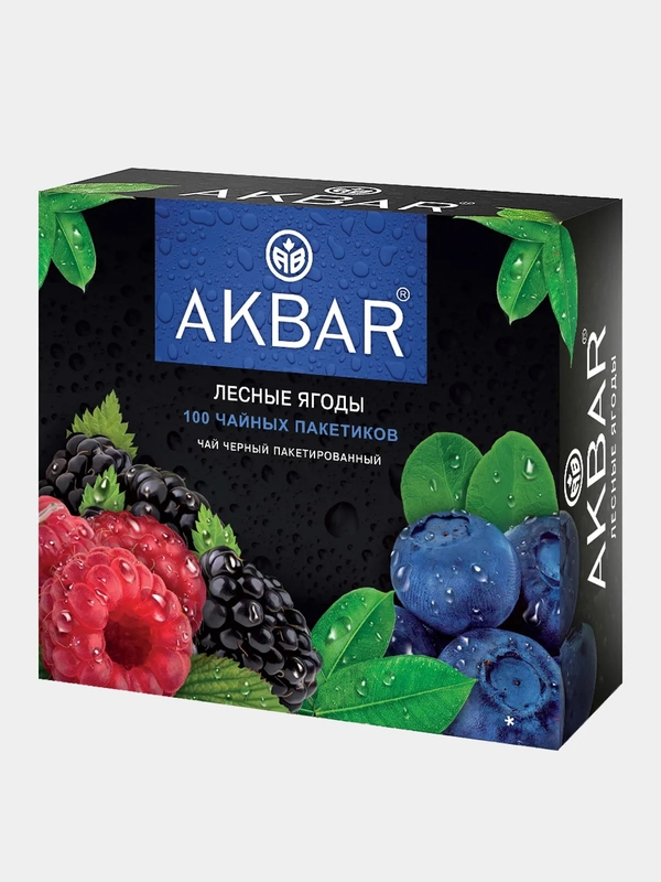 Чай черный AKBAR "Лесные ягоды", 100 пакетиков по 1,5 г