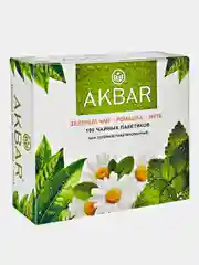 Чай зеленый AKBAR Ромашка и мята, 100 пакетиков по 2 г