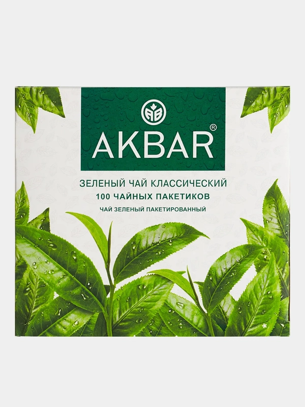 Чай зеленый AKBAR Классический, 100 пакетиков по 2 г