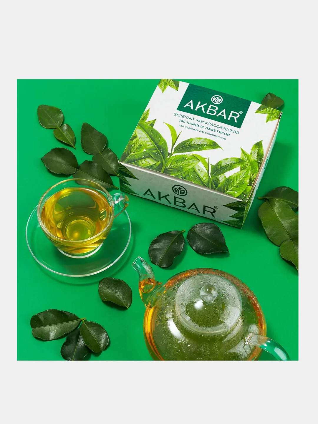 Чай зеленый AKBAR Классический, 100 пакетиков по 2 г