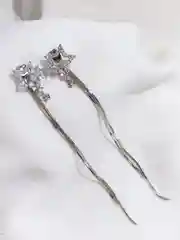 Серебряный серьги звездочки длинные, бижутерия, женские