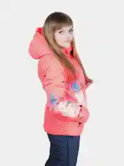 Кораллово-розовый женский зимний утепленный спортивный костюм из плащевки