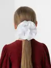Серый металлик банты школьные, белые, на резинке,  на 1-е сентября