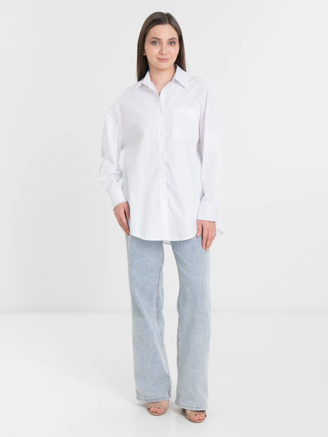 Рубашка женская oversize / рубашка школьная офисная для девушек