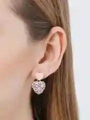 Конфетный серьги романтичные Сердечки с кристаллами