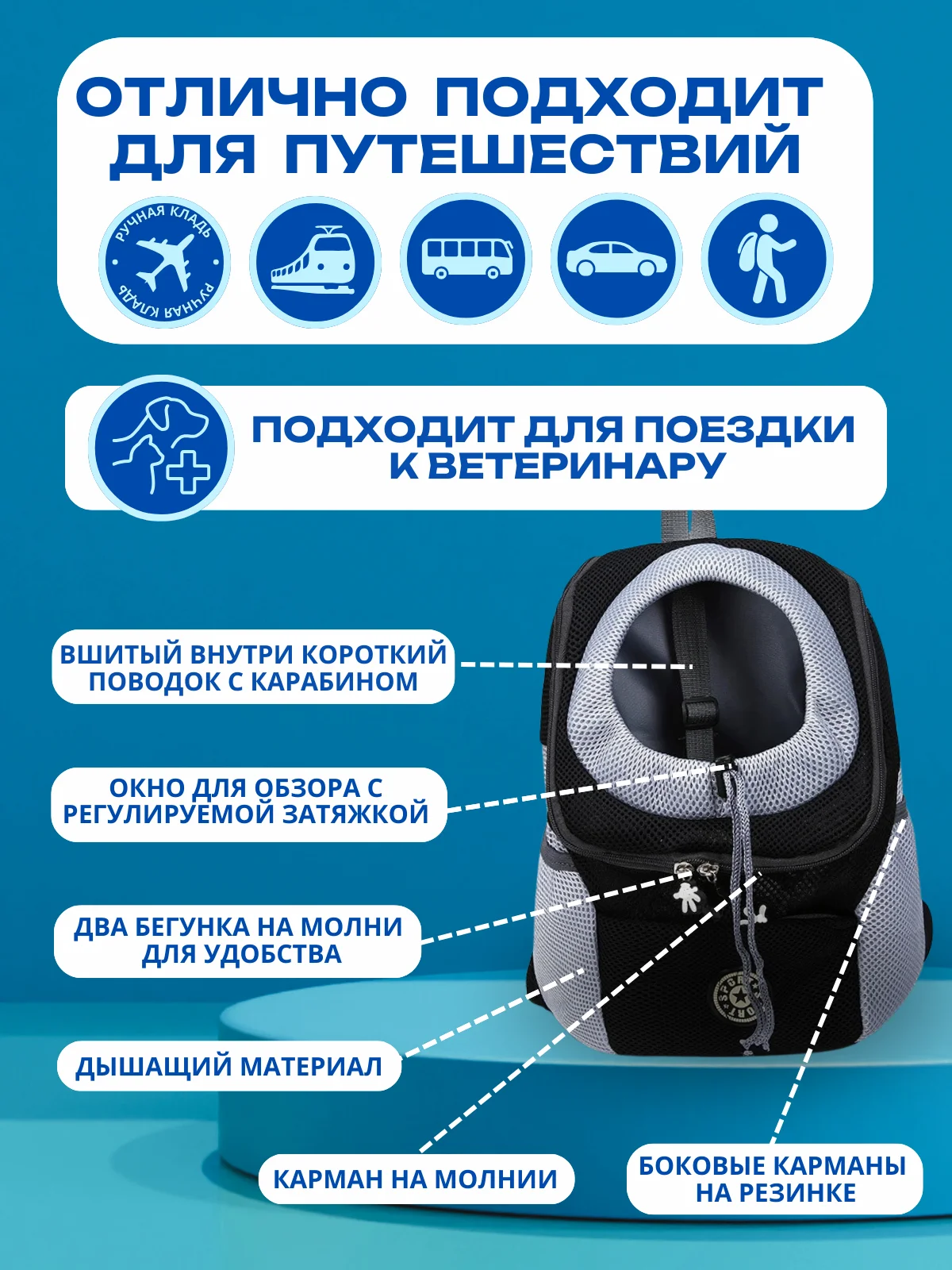 Фуксия рюкзак переноска для собак и кошек, дорожная сумка