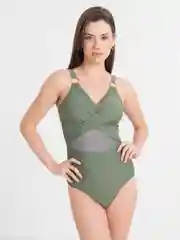 Зелёный хаки купальник женский слитный, утягивающий