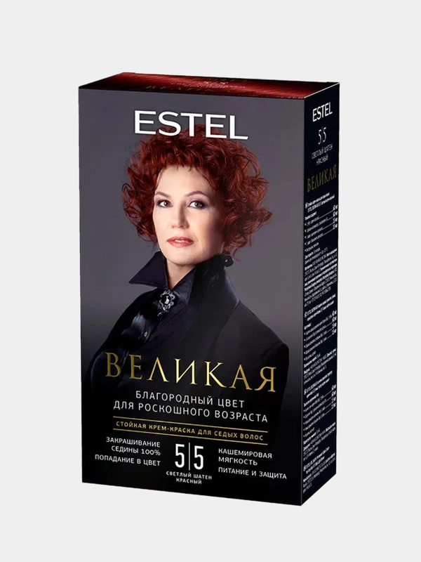 Стойкая крем-краска для седых волос ESTEL Великая "Светлый шатен, красный", 5/5