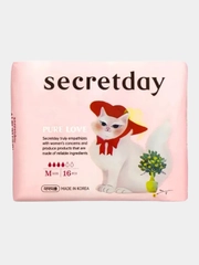 Хлопковые гигиенические прокладки SECRETDAY PURE LOVE, М, 16 штук