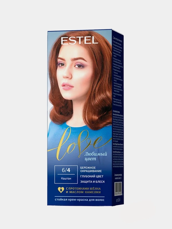 Стойкая крем-краска для волос ESTEL LOVE, каштан, тон 6/4