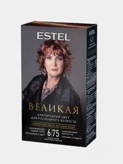 Стойкая крем-краска для седых волос ESTEL "Великая", тёмно-русый, коричнево-красный, 6/75
