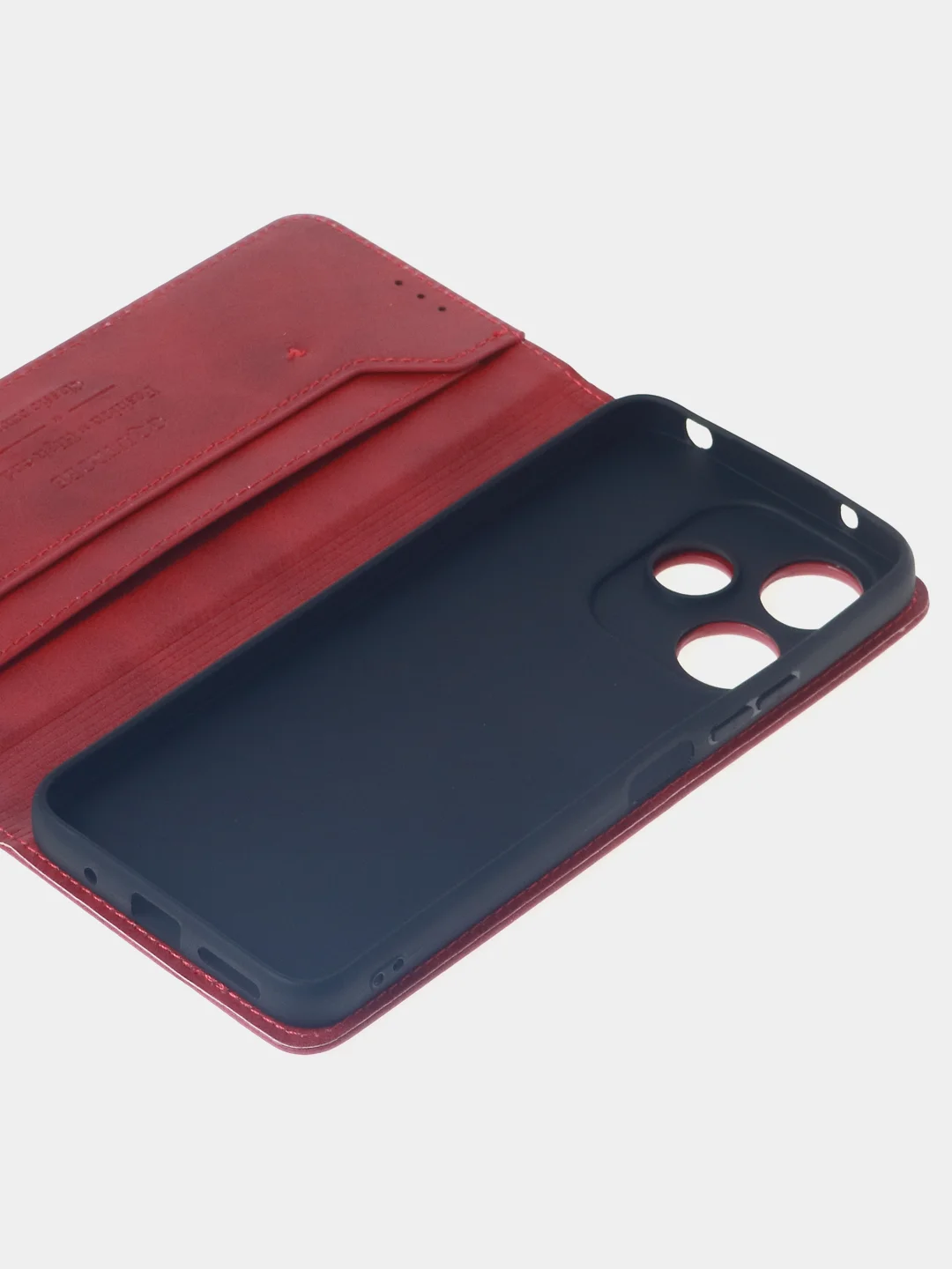 Красный чехол-книжка для Xiaomi Redmi 13 (4G) из высококачественной искусственной кожи