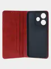 Красный чехол-книжка для Xiaomi Redmi 13 (4G) из высококачественной искусственной кожи
