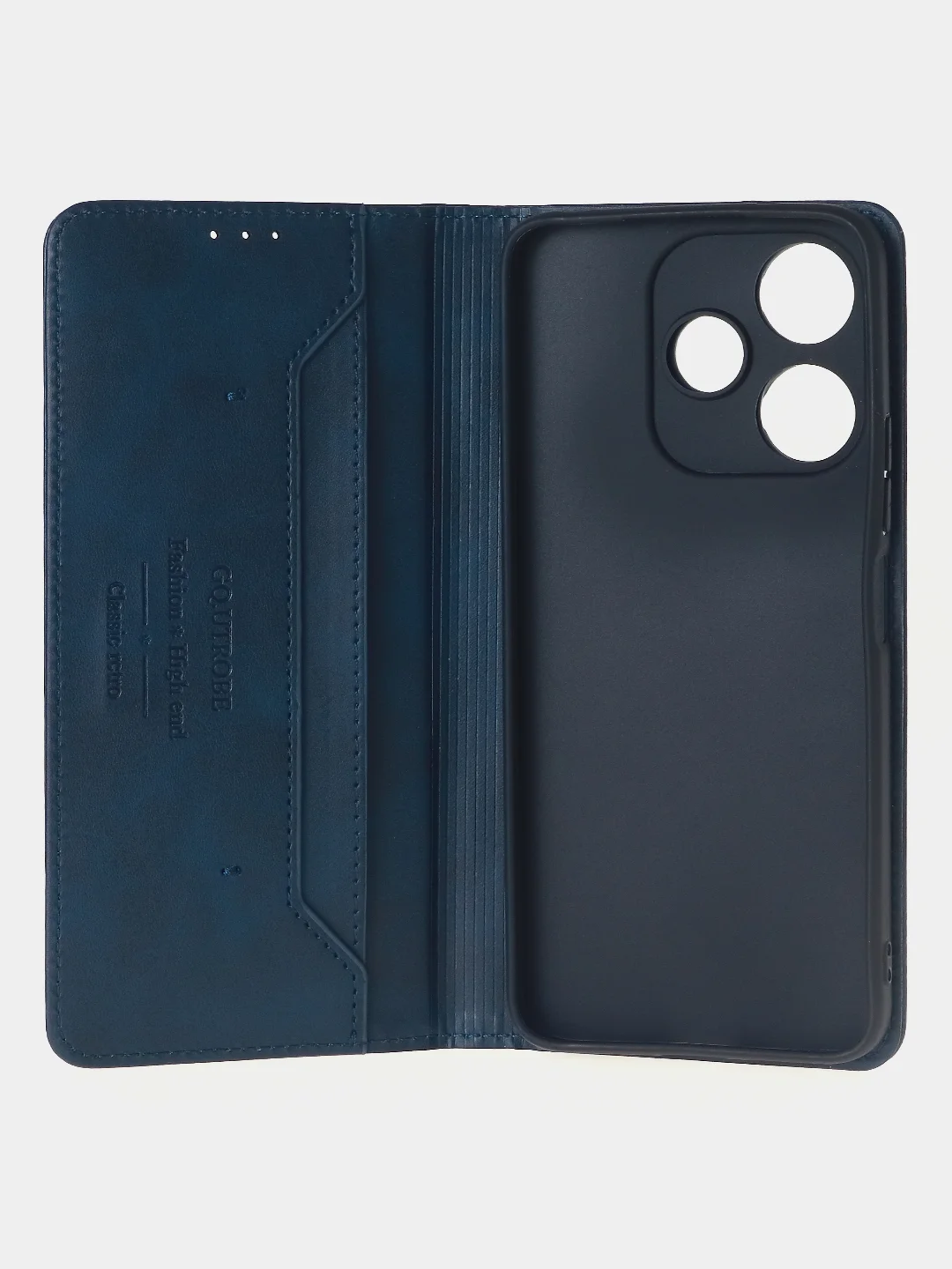Синий чехол-книжка для Xiaomi Redmi 13 (4G) из высококачественной искусственной кожи