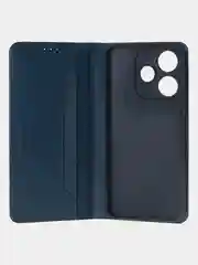 Синий чехол-книжка для Xiaomi Redmi 13 (4G) из высококачественной искусственной кожи