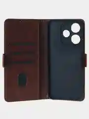 Терракотовый чехол-книжка для Xiaomi Redmi 13 (4G) из высококачественной искусственной кожи